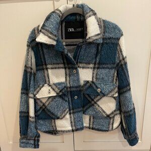 Zara Women's Blue Plaid Jacket, Size Small